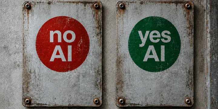 Placas desgastadas que mostram a escolha de ativar ou desativar a IA generativa