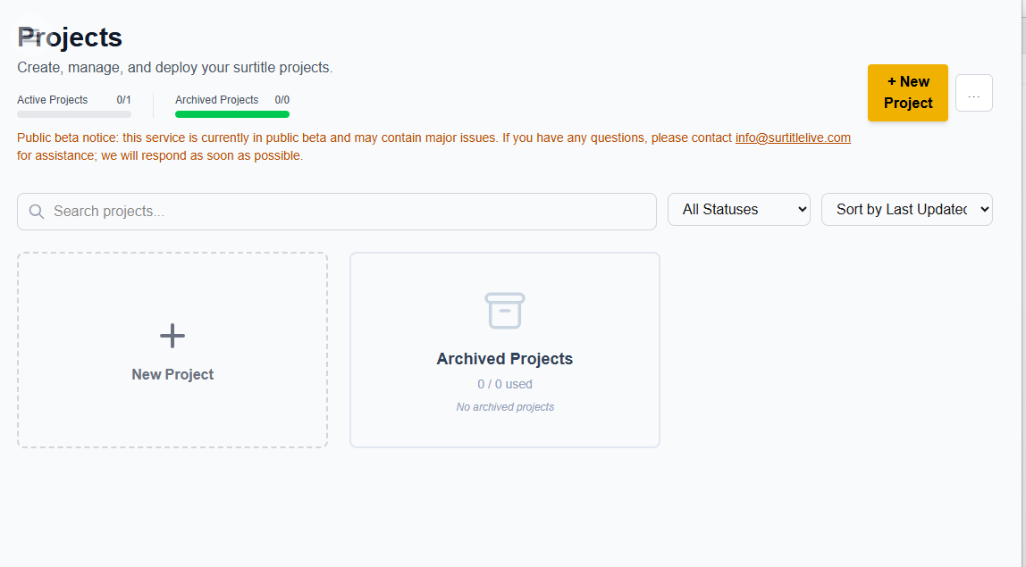 Figure 1: Projects Dashboard