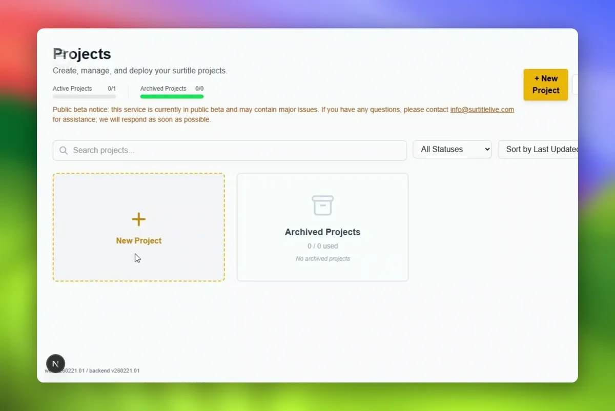 Figure 1: Create Project dialog